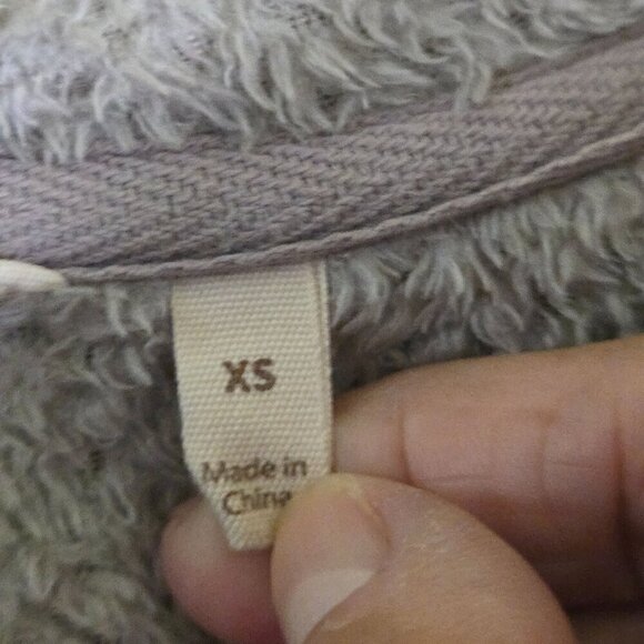 Soft Surroundings Taupe Plush Chenille Button Hooded Sweater Jacket Size XS - Picture 4 of 5